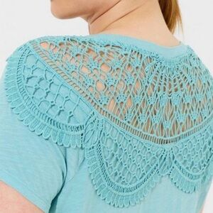 Torrid Light Blue Crochet Back Top